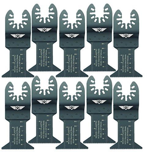 10 x 44 mm toppverktyg FA44F_10 snabbanpassade träskärblad för Dewalt Stanley svart och Decker Bosch Fein (Non-StarLock) Makita Milwaukee Hitachi parksida Ryobi Worx arbetszon multiverktygstillbehör