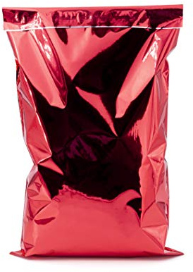 Italpak Sacchetti Regalo con Chiusura, Buste Metallizzate con patella adesiva Tinta Unita 50 pz, 20x32+4cm, Rosso