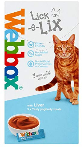Webbox Lick-e-Lix Cream Liver Sachets Cat Treat 5 x 10g (Pack of 2)
