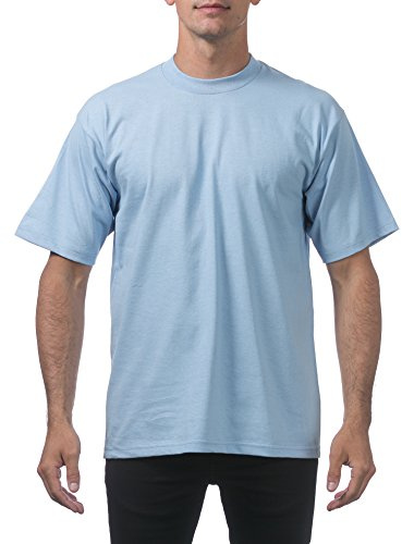 Pro Club Men's Heavyweight Cotton Short Sleeve Crew Neck T-Shirt, Sky Blue, 3XL