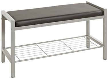 HAKU Möbel Banc alu, Noir, Tissu synthétique Aspect Cuir, métal - Dim.: L 80 cm x H 48 cm x P 32 cm, Style: Modern