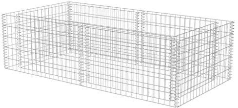 vidaXL Fioriera a gabbione, per esterni, patio, balcone, cortile, aiuola rialzata per piante e fiori, cesto in pietra, acciaio zincato