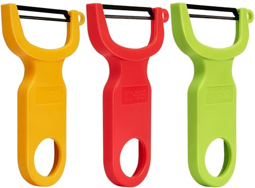 Original Vegetable Fruit Peeler Carbon Steel Blade 3 Pack Red/Green/Yellow…