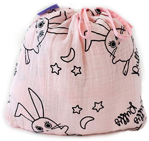 Milk&Moo - 2 Mantas de Muselina para Bebé | 110 x 110 cm | Mantitas para Recién Nacido 100% Algodón Turco con Certificado Oeko-Tex | Color Rosa y Estampado Conejito Chancin