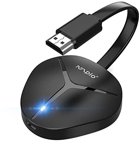 Wireless HDMI Display Dongle Adapter, 4K HDR WiFi HDMI Streaming Video Sync Adapter Kompatibel mit Phone/Pad/OS/Android/Windows/Mac/PC auf HDTV/Monitor/Projektor, Miracast Airplay DLNA, Schwarz