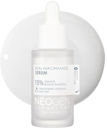 DERMALOGY by NEOGENLAB Sérum Real Niacinamide 15% (30 ml / 1.01 Fl Oz) - Éclaircissant, Taches Brunes & Soin des Pores, Sérum Vegan avec Niacinamide, Acide Férulique et Zinc - Soins de la peau coréens