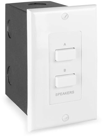 Power Dynamics PDWS2 In-Wall Speaker Selector Switch - 100W Dual Zone A/B Passive Speaker Control System, Push Button Operation, Easy Install Wall Box Included, White
