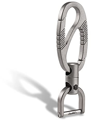KeyUnity Clip de Llavero de mosquetón de Titanio KM12 con grillete de Llave de Anillo en D, Organizador de Soporte de Llavero EDC de liberación rápida de Doble Puerta