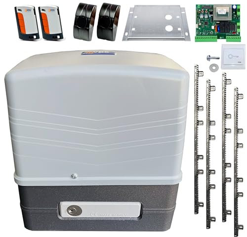 Schiebetorantrieb Carrera 800 kg Grau Antrieb Torantrieb Toröffner für Tor inkl. 4x Zahnschienen und Drucktaster