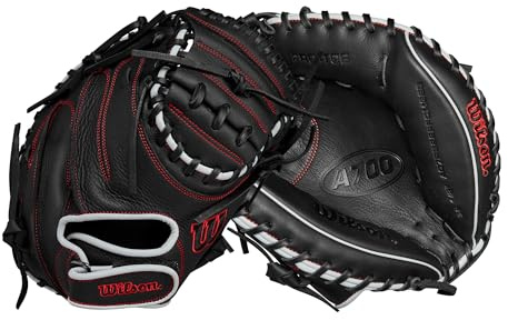 Wilson A700 FPCM 32.5 Baseball Catcher's Mitt - Black/Silver/Red, Right Hand Throw