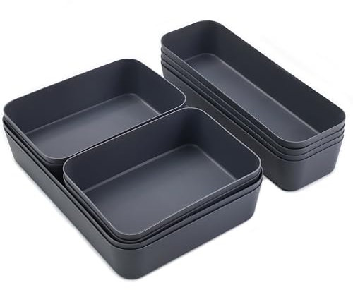 Bugucat Organizer Cassetti 10 Pezzi,Divisori Cassetti Scrivania in 3 Dimensioni,Organizer Contenitori Porta Oggetti Adatto per Guardaroba, Scrivania, Bagno, Cucina