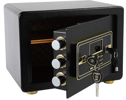 Cassaforte per mobili, 22 l/5,8 gal, cassaforte con tastiera digitale, sistema di allarme elettronico, ignifugo, per ufficio, casa, hotel