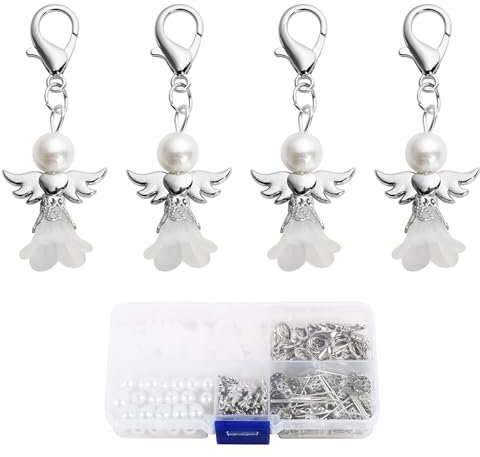 BOFUNX 30 Set Schutzengel Anhänger Basteln Engel Charm Schlüsselanhänger Glücksbringer DIY Handwerk Geschenk Anhänger für Weihnachten Hochzeit Taufe Party