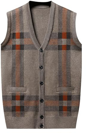 Homme Automne/Hiver Nouveau Gilet tricoté Pull modèle de Mode décontracté col en V sans Manches tricoté Laine Pull Manteau Cardigan Pull Léger pour Homme