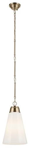 Kichler Marsailli 11.5 1-Light Medium Pendant with Opal Glass in Champagne Bronze, Updated Traditional, for Kitchen Island, Home Bar, (19 H x 11.5 Dia), 52661CPZ