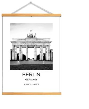 Schwarz-weißes Deutschland-Stadtposter, moderner Leinwand-Kunstdruck, Bild für Zimmer, Heimdekoration, Gemälde mit Holzrahmen, 40x50cm