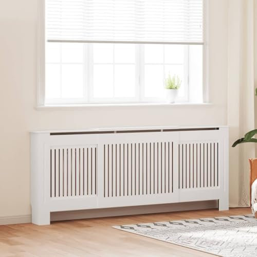 Genérico Cubierta para radiador MDF Blanco 205 cm,Accesorios para radiadores de calefacción-325547