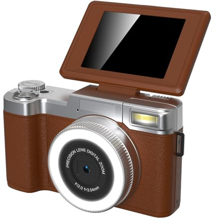 Andoer Fotocamera digitale 4K con risoluzione 48 MP, zoom 18X, dimensioni compatte da viaggio per selfie e registrazione video, colore: nero (marrone)