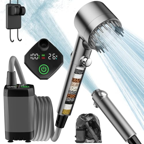 MEKO Portable Camping Shower, Rechargeable 6000mAh Shower Pump,3+1 Modes