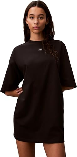 Calvin Klein T-Shirt Oversize da Donna con Etichetta in Tessuto SS Dre LV047F228G, Nero, L