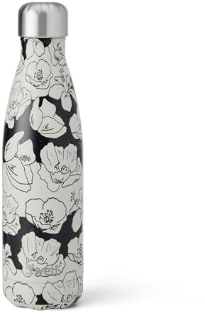 S'well Stainless Steel Water Bottle, 500ml, Charcoal Bloom, Triple Layered Vacuum Insulated Containers Keeps Drinks Cold for 36 Hours and Hot for 18, BPA Free, Perfect for On The Go