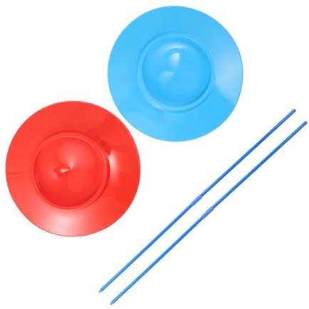 Parliky Lot de 2 Plaques Tournantes en Plastique avec Bâtons pour Jonglage, Facile à Manipuler, Design Élégant pour Spectacles Artistiques et Fêtes D'garçon et Filles