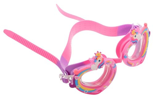 KESYOO Lunettes de Natation pour Garçon et Filles en Silicone Souple, Étanches et Antibuée, Motif Licorne Cœur, Sangle Réglable, Protection UV pour Piscine et Activités Aquatiques