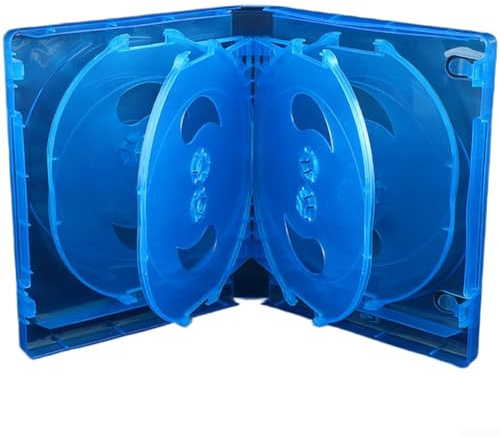 Scatola organizer per CD per 10 dischi, struttura in plastica, funziona con custodie per giochi Blu-ray e CD e a basso profilo (blu)