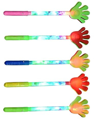 ibasenice 5 Piezas Aplauso Luminoso de Cinco Dedos Palmas de Plástico, Accesorio para Fiestas y Conciertos, Ruido Fuerte y Luces para Animar Eventos Color Aleatorio