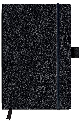 Herlitz 10789428 Geschäftsbuch, Lederoptik, schwarz, kariert, A5, 96 Blatt,Inhaltspapier 80g/m² Notizbuch Classic Collection (einzeln, schwarz | kariert | A5)