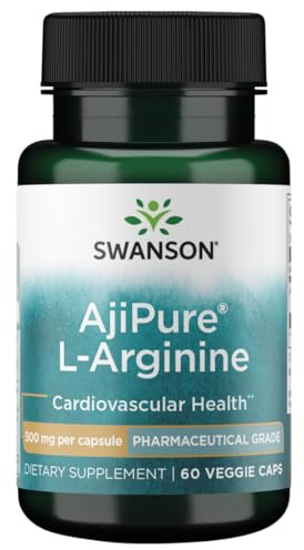 Swanson Amino Acid Ajipure L-Arginine Pharmaceutical Grade 500 Milligrams 60 Veg Capsules