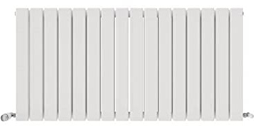 iBathUK Apex Wall Mounted Horizontal Double Slim Flat Panel Radiator, 16-Column Steel, Hydronic Central Heating, High Thermal Output, Modern Designer Radiator for Bathroom in Matt White, 600x1216 mm