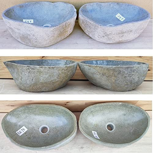 double vasque lavabo à poser en pierre naturelle 45/50cm, Duo. CHOIX SUR PHOTOS ENVOYEES SUITE A VOTRE COMMANDE AVEC LES DIMENSIONS. VENDEUR FRANCAIS.