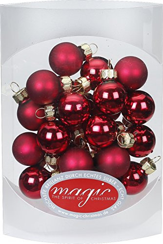 MAGIC 25 STK. Weihnachtskugel 2cm Glas Weihnachtsschmuck Weihnachtsdeko Deko Box Farbe: Bordeaux - Ochsenblut Glanz/matt
