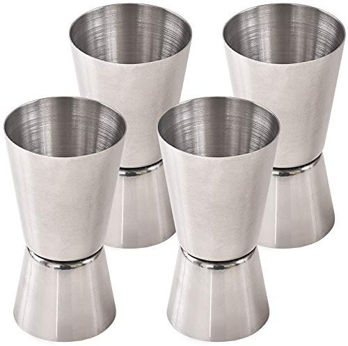Newk Jigger de cóctel, Jigger de barra de acero inoxidable de 25 y 50 ML (juego de 4)