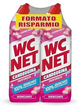 Wc Net - Candeggina Gel Profumata, Detergente per Sanitari e Superfici, Azione Sbiancante e Igienizzante, Fragranza Flower Fresh, 700 ml x 2 Pezzi