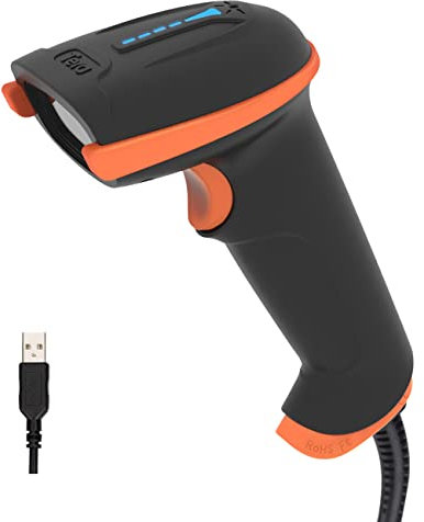 Tera Barcode Scanner 1D 2D QR Wired Handscanner Kabelgebundenes CMOS-Barcode-Lesegerät mit Stoßfest Wasserdicht IP65 Ergonomischer Griff 300,000-Pixel-Kamera und USB-Kabel, Plug&Play, D5100Y