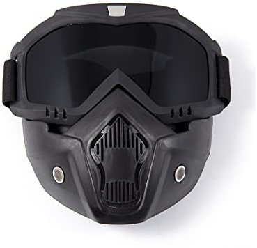 Motorrad Maskenbrille Abnehmbare winddichte Brillenschutzbrille für Männer und Frauen Motorradbrillen (Schwarze Linse)