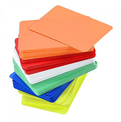 sourcing map Étiquettes Expédition Plastique Vide Étanche Œillet Trou, pour Produit Identification Étiquettes, Valve Marquage, Étiquetage Externe, 40 x 60mm 6 Couleurs Paquet 150