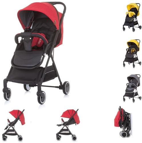 Chipolino, Kinderwagen Buggy Clarice Rückenlehne verstellbar klappbar Sonnendach, Farbe:rot