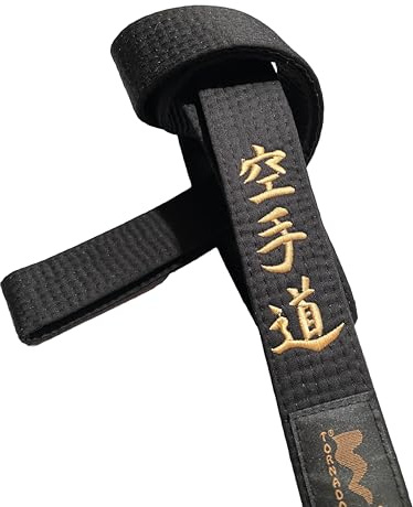 TEKKA BUDO Ceinture noire brodée – Karate Do – 280 cm – Caractères brodés dorés – Ceinture noire kanji japonais – Ceinture de karaté