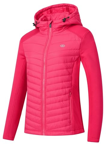 MoFiz Giacca Sportiva Softshell Calda da Donna Giacca Invernale da Mountain Bike Giacca da Arrampicata da Pesca Rosso Rosa M