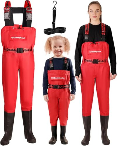 DaddyGoFish Chest Waders for Kids and Adults, Fishing and Hunting Waders with a Pocket and a Wader Hanger
