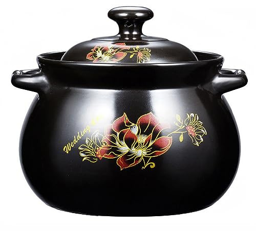 Ceramic Clay Pot for Cooking with Lid, Chinese Stew Hot Pot, Earthenware Pot for Cooking Rice, Noodle and Porridge Milk Soup, Casserole Nonstick Cookware