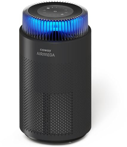 COWAY Air Purifiers for Bedroom Home up to 810 ft², HEPA Filter for Smoke, Allergies, Pet Dander, Odor, AQI Monitor, Auto&Sleep Mode, Timer, Filter Indicator, Night Light, 3yr Warranty, 100 Black