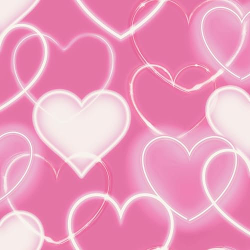 Neon Heart Wall Pink Wallpaper - Stylish Trendy Colourful Bright - Children's Bedroom Feature Wall
