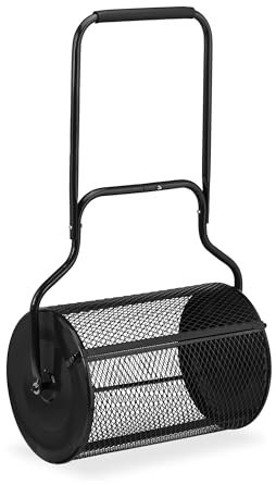 Relaxdays Épandeur à Engrais pour Gazon, Distributeur Compost, terreux, Manuel, 75 L, poignée, HLP: 118x68x40 cm, Noir