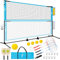 Badminton Netz, Garten Volleyball Netz, Pickleball Netz Set Höhenverstellbar, Tragbares Set für Tennis, Fußball mit Volleyball & Pickleball Schlägern & Badminton Schlägern, Indoor Outdoor Spiele