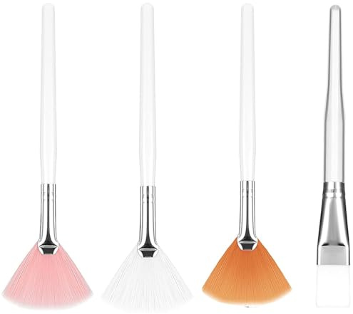 4 Pcs Face Mask Brush,Face Mask Brush Applicator,Soft Facial Brush for Serum,SkincareApplying Facial Mask,Eye Mask(Pink,Yellow,White)