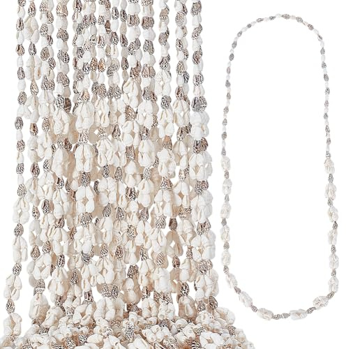 AHANDMAKER 90 cm (35 tum) naturligt snäckhalsband, Hawaiian snäckskal Leis för kvinnor handgjorda boho strandsmycken för sommarsemester havstema bröllopsfest gör-det-själv presenttillbehör